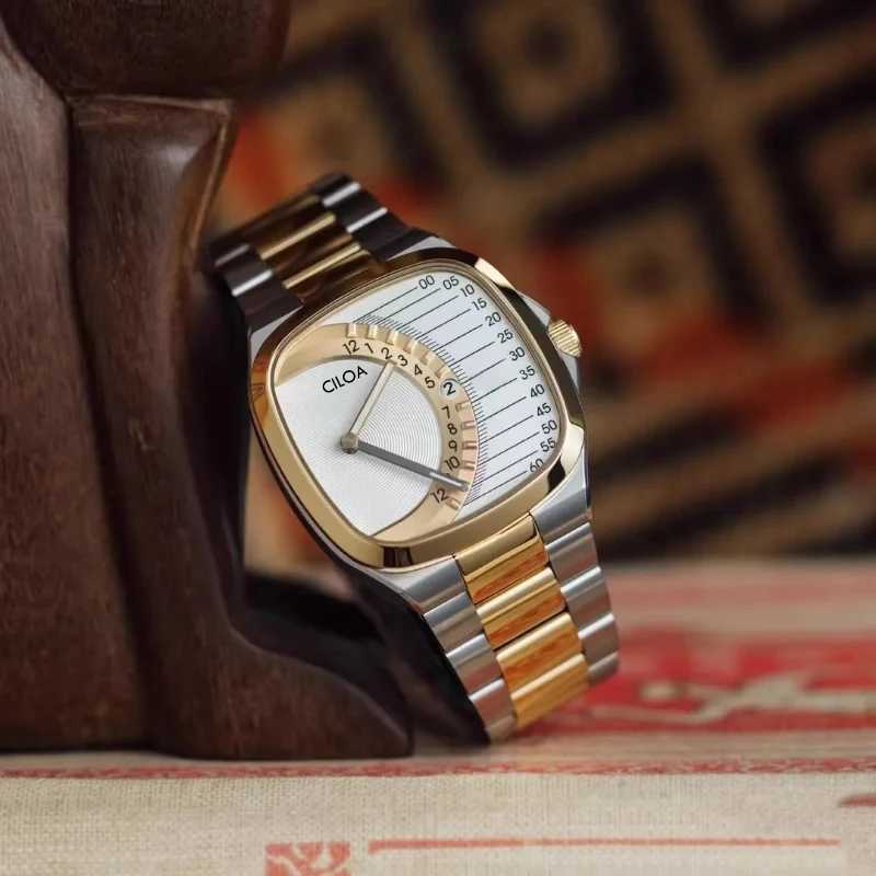 CILOA retro square watch mens brand authentic 2025 new light luxury gift stainless steel strap waterproof quartz watch W250529