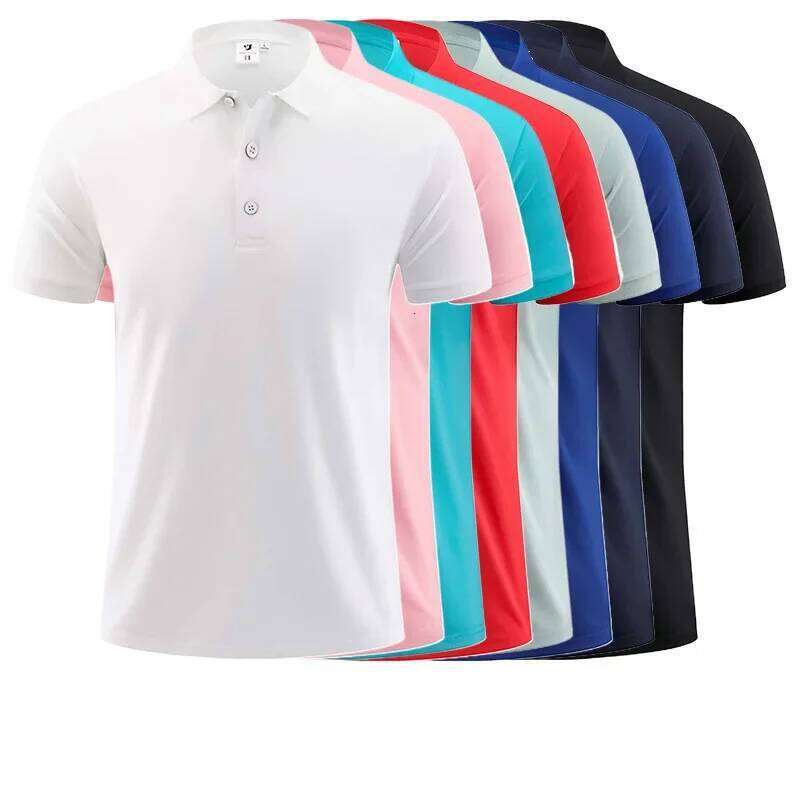 Summer Lapel Polo Shirt Solid Color Ice Silk Cotton for Men and Women, Short Sleeve, Cultural Advertising, Customizable Style