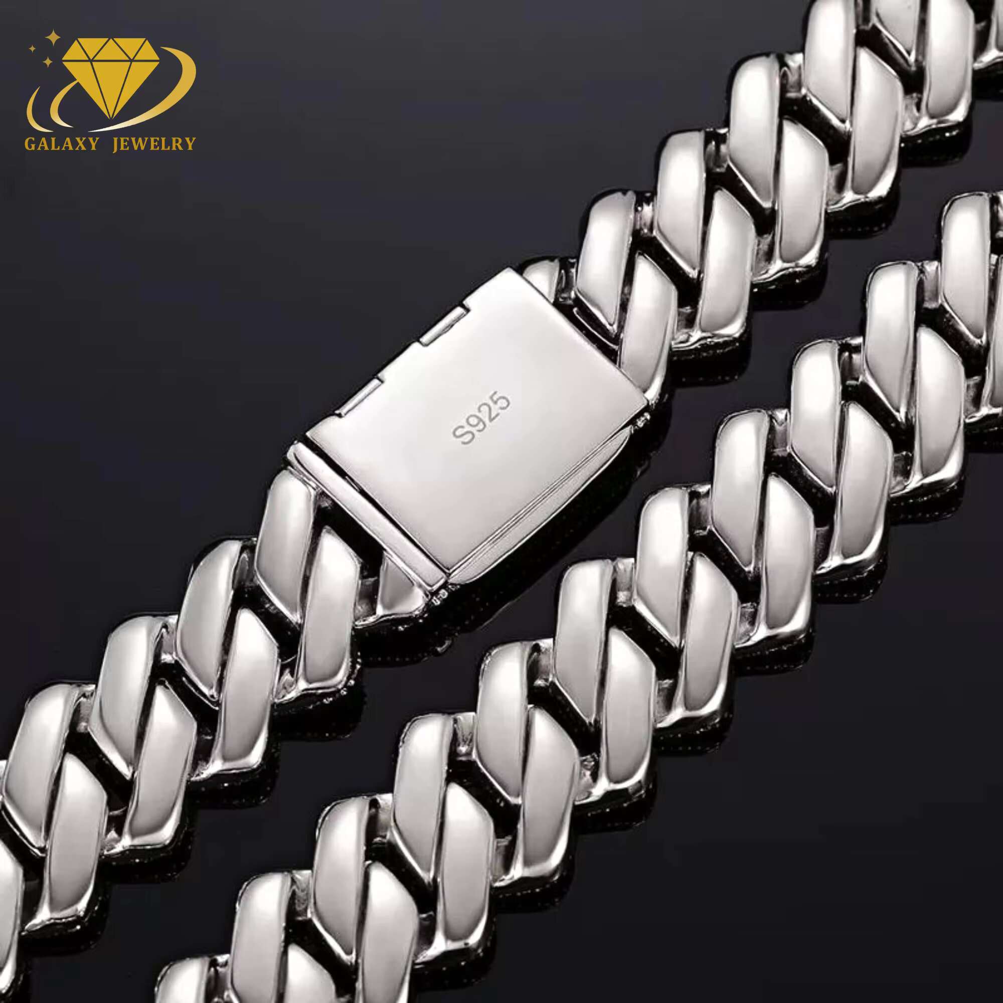 Hip Hop Men Jewelry 925 Sterling Silver 3 Rows Chunky Necklace Iced Out Heavy 20mm Moissanite Cuban Link Chain Necklace