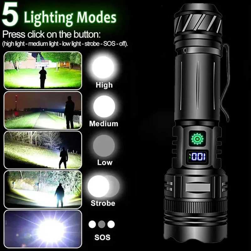 Upgraded super powerful LED flashlight super bright charging lamp Portable ultra-electric torch outdoor emergency camping lanternXJ250529