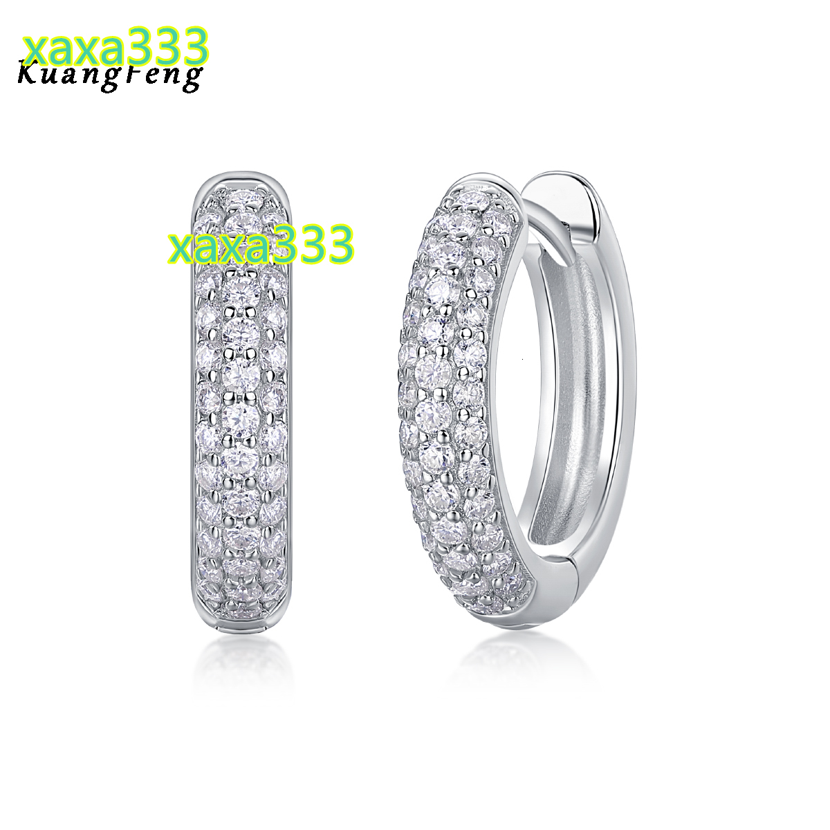 E13197 New S925 Silver Pave Setting Moissanite Earring Wholesale Factory Price Full Circle Moissanite Huggie Hoop Earrings