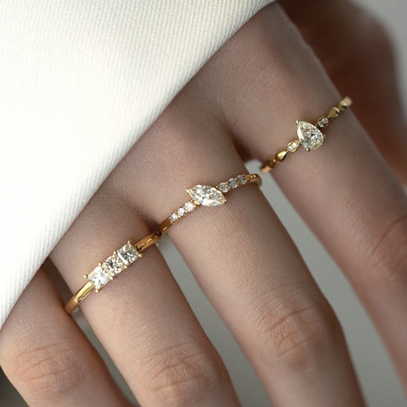 2025 Ins Top Sell Elegant Wedding Rings Luxury Jewelry Real 100% 925 Sterling Silver 18k Gold Marquise Cut Sweet Cute Party Lady Eternity Women Engage
