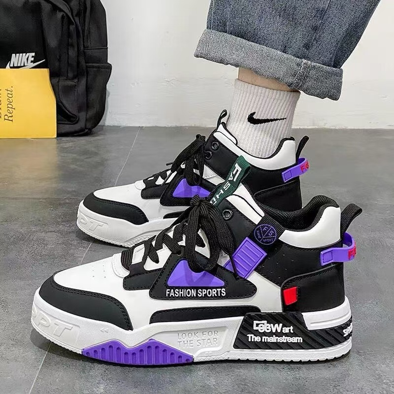 Men Fashion Designer High Top Lace Up Leather Mens Shoes Autumn Winter Trendy Platform Male Sneakers Skateboard 9c6b s