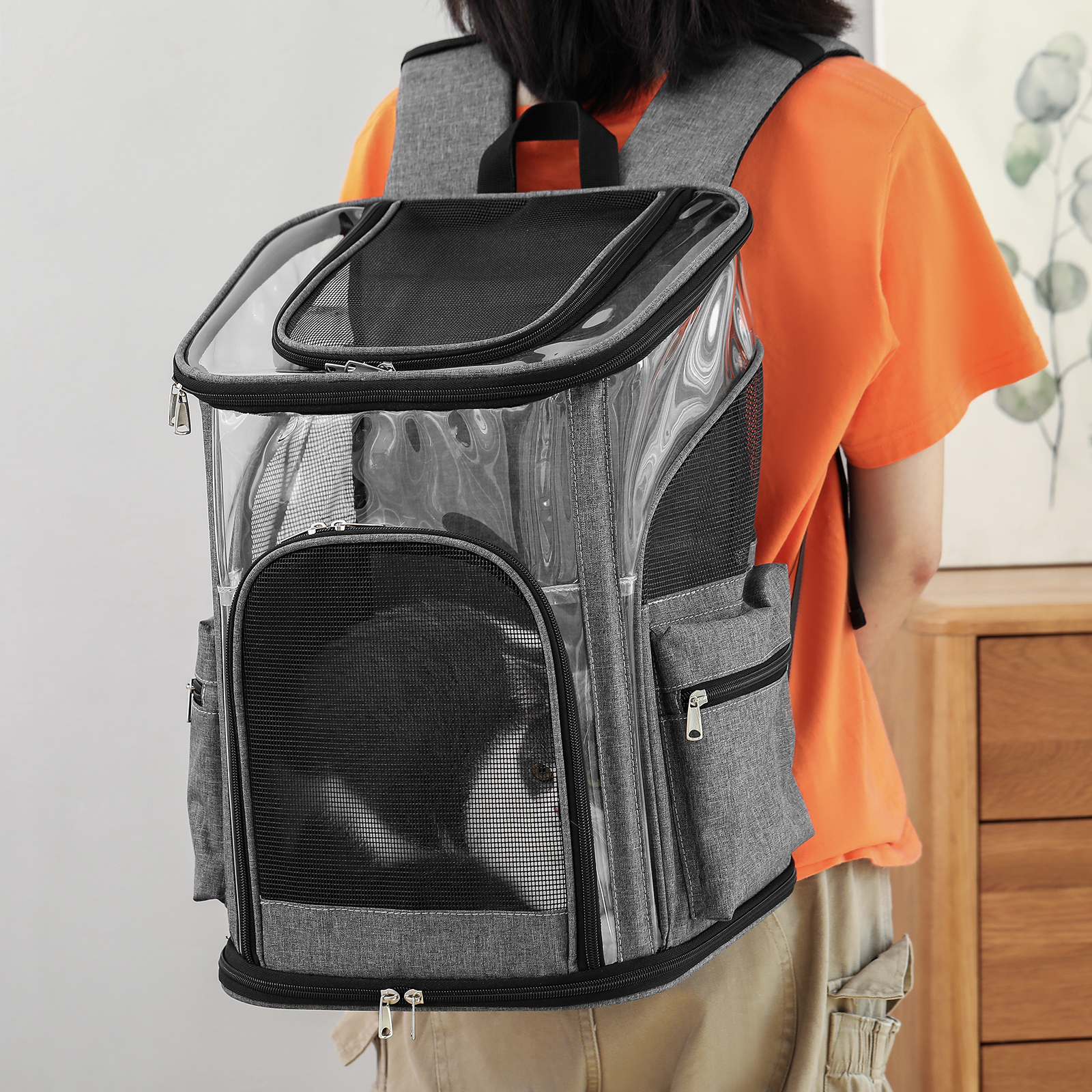 Pet Carrier Backpack with Sturdy Steel Frame for Easy Travel & Comfort