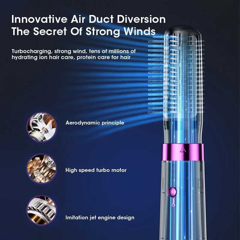 Super Hair Dryer 5-In-1 Electric Hair Comb Negative Ion Straight Curler 220V Personal Air Comb Care Styling Dryers Removable KitXJ250528