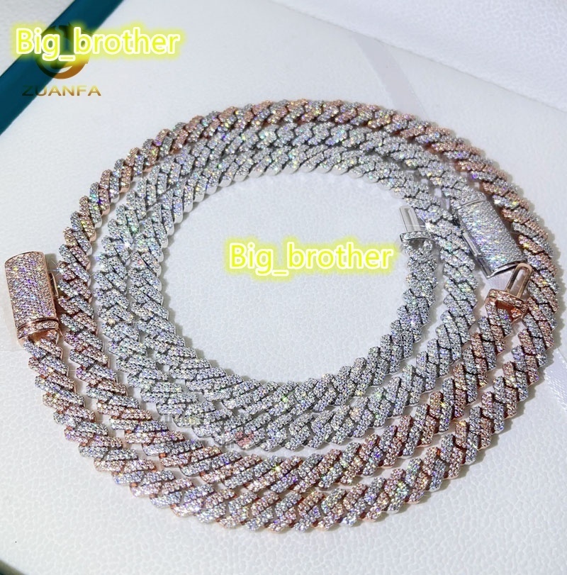 GRA 8MM Double Row Iced Out Men Women Fashion Stylish VVS Diamond Moissanite Cuban Chain