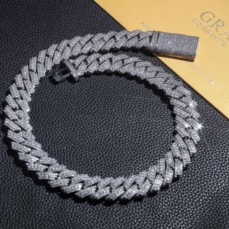 20mm Personalized Cz 925 Sterling Silver Moissanite Ice Out Cuban Link Chain Necklace for Hiphop Rapper Women Men