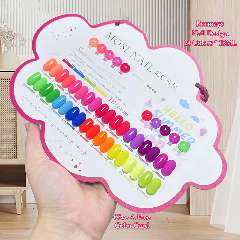 Rormays rainbow color gel polishing 18PCS mixed varnish semi permanent immersion fluorescent color ultraviolet LED primer salon Primer wholesale facto