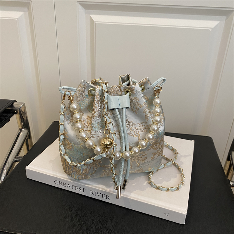 Free shipping new designer Bags ladies 2025 Summer Handheld Pearl Bucket Embroidered Shoulder Bag Small for daily outfit
