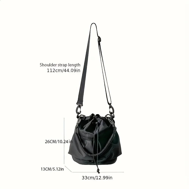Fashion Women Shoulder Bag Nylon Waterproof Large Capacity Casual Handbag Drawstring Crossbody Tote Bag 250528