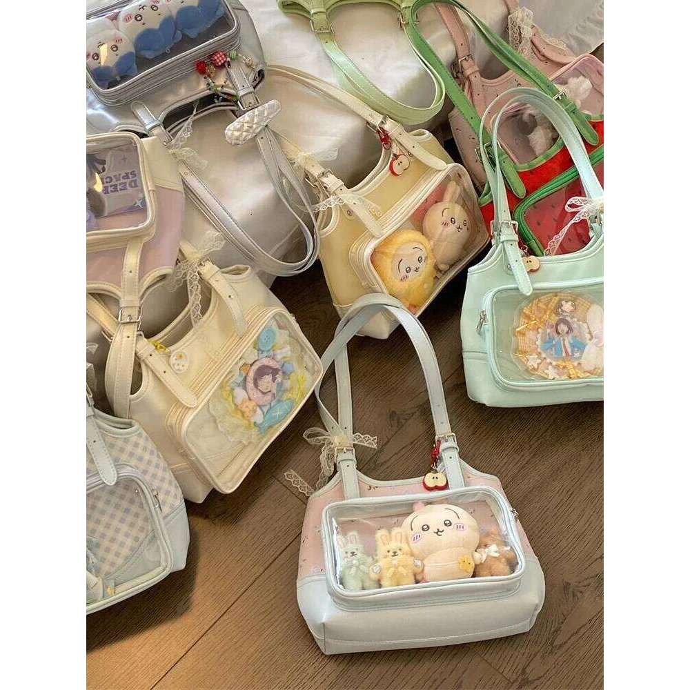 Xiuya Floral Womens Shoulder Elegant Fashion Casual Cute Ita Bag Exquisite Lolita Jk Literary Transparent Female New Handbag