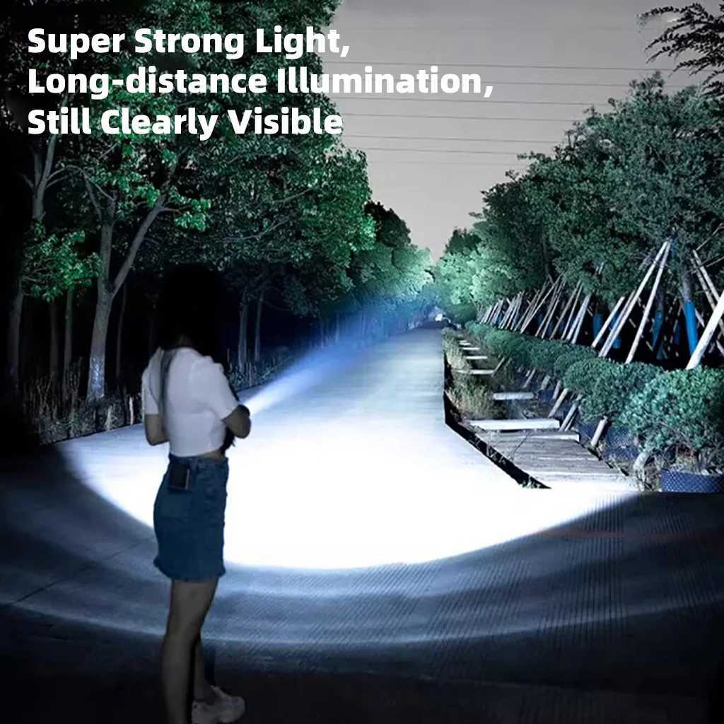 High Power Long-range Lantern Super Bright LED Flashlight USB Rechargeable Tactical Torch With Sidelight Lamp Waterproof Outdoor XJ250529