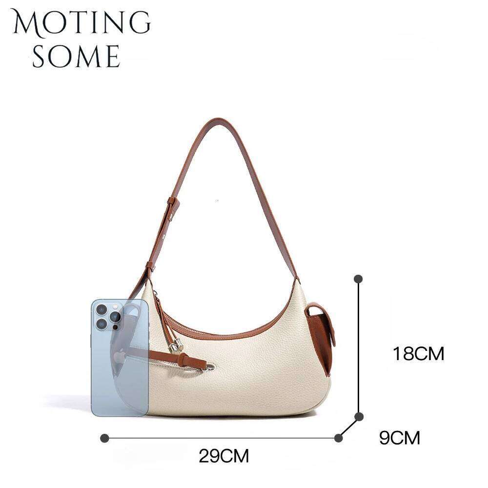 Motingsome Woman Hobos Bags Genuine Leather 2025 New Crossbody Shoulder First-Layer Satchel Cowhide Bag