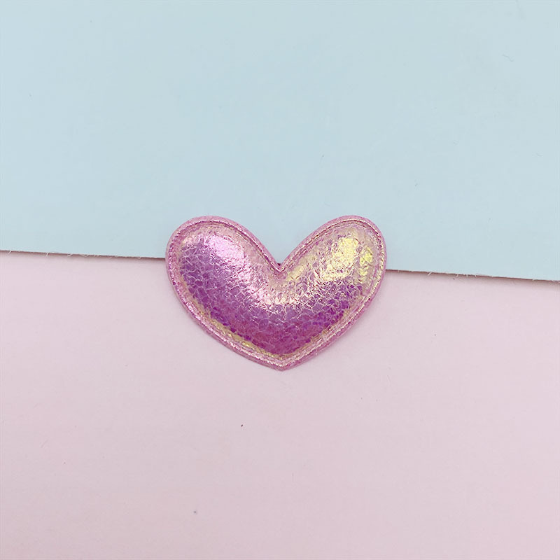 100Pcs 2.8x2CM Padded PU Leather Heart Patches Appliques for Clothes Hat Sewing Supplies DIY Headwear Hair Bow Decor