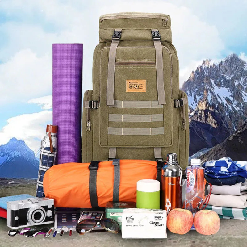 80L Backpack 600D Nylon Waterproof Trekking Hunting Bags Outdoor Rucksacks Outdoor Training Molle Knapsacks 250522