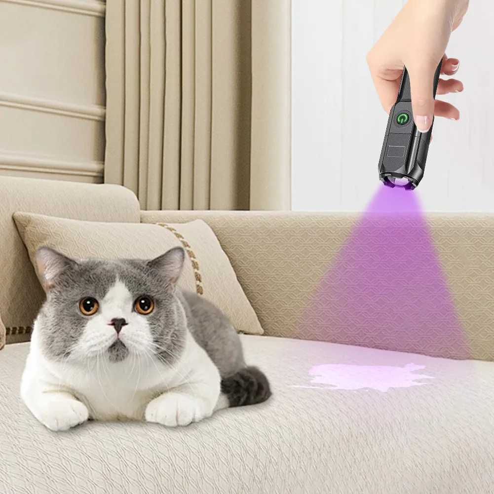395nm Blacklight Flashlight USB Rechargeable Ultraviolet Blacklight Portable Torch Light for Pet Urine Detection Resin Curing XJ250529