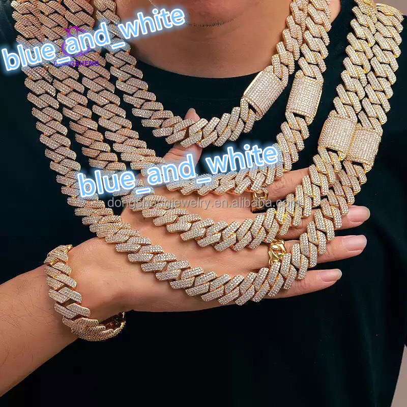 15mm 18mm Iced Out Vvs Moissanite Cuban Necklace Moissanite Diamond Cuban Link Chain Hip Hop Men Jewelry Chain 925 Silver D13