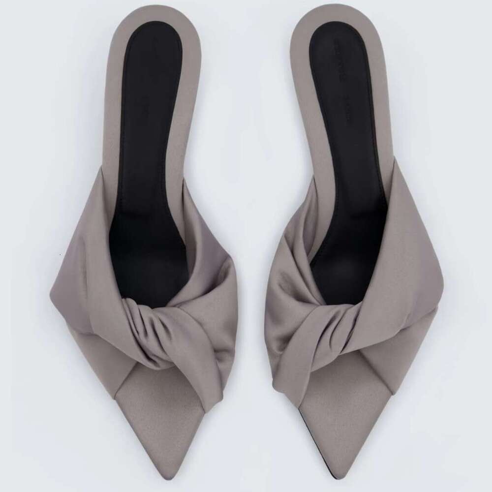 Sheepskin Version ~ French Runway Style Satin Pointed Stiletto Heel Sandals for Women Outdoor 2025 Summer Open Toe Slippers