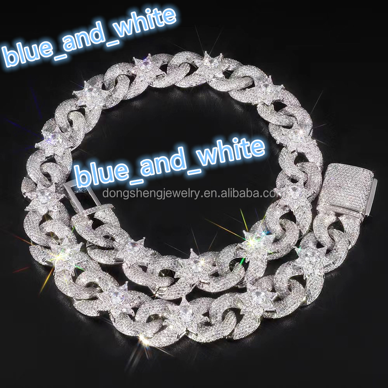 Custom Hip Hop Jewel Cuban Bracelet 16mm 925 Silver Width 2 Rows Stone Vvs Diamond Sterling Silver Moissanite Cuban Link Chain