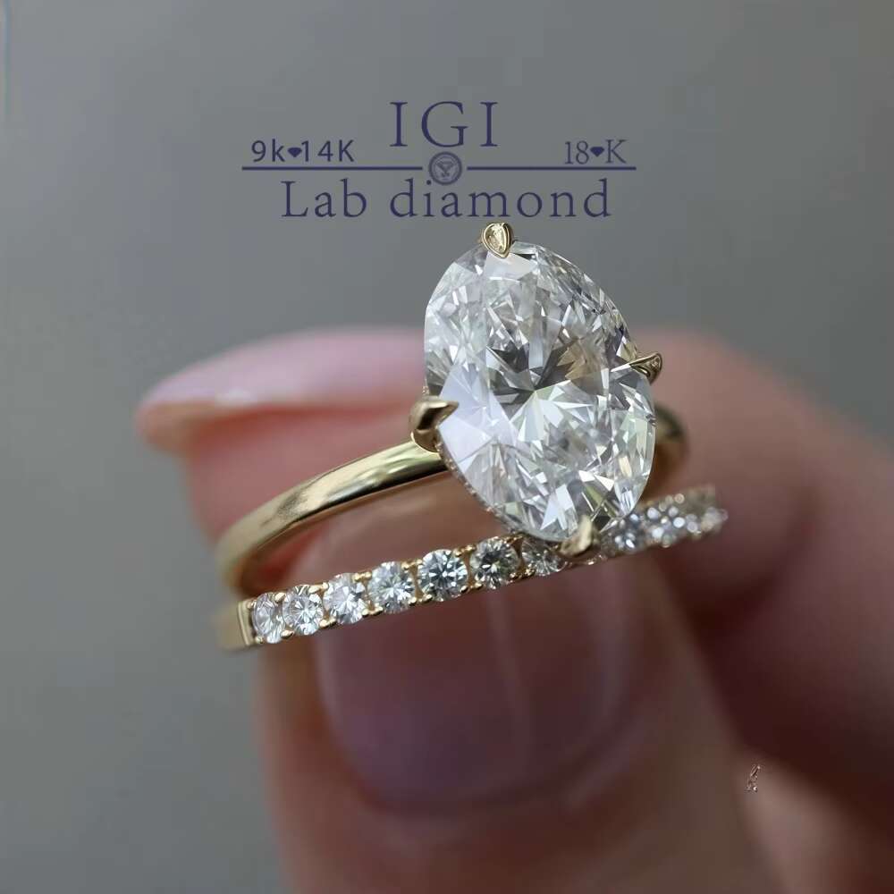 VCD 4.5CT IGI Certificate 18K Gold Lab-Grown Diamond Rings Custom Oval Wedding Engagement Bands Direct Factory Supplier