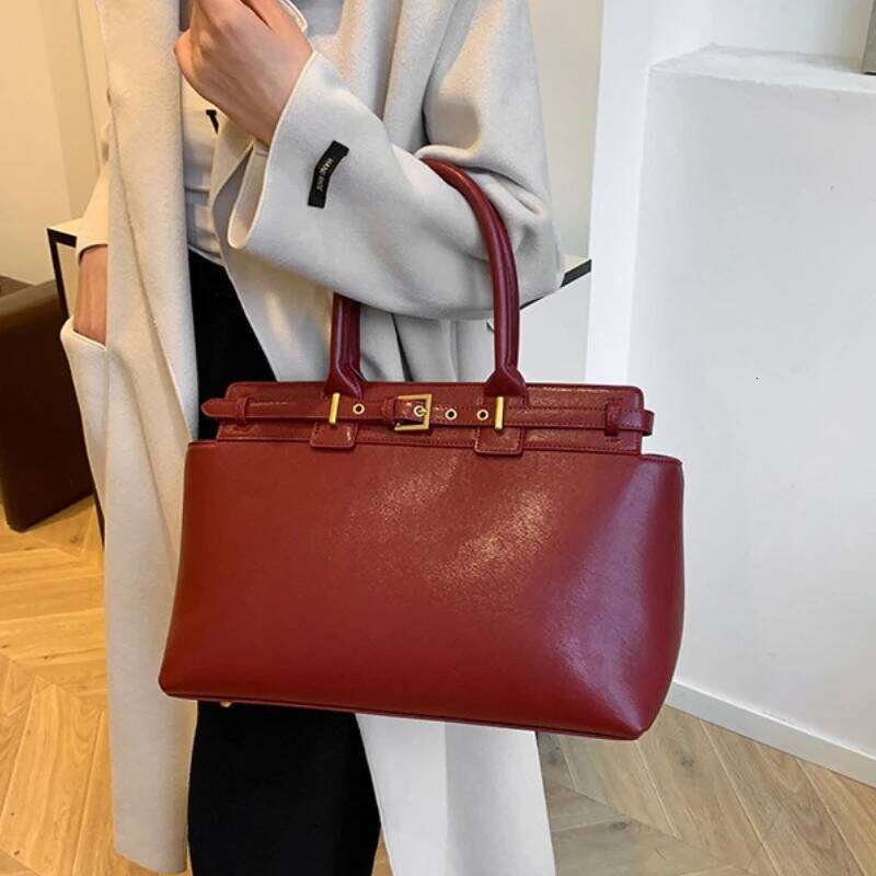 Large Size Women Top-handle Bags Retro Pure Color Big Capacity Shopping Totes 2025 Hot Sale Trendy Designer Handbags PU