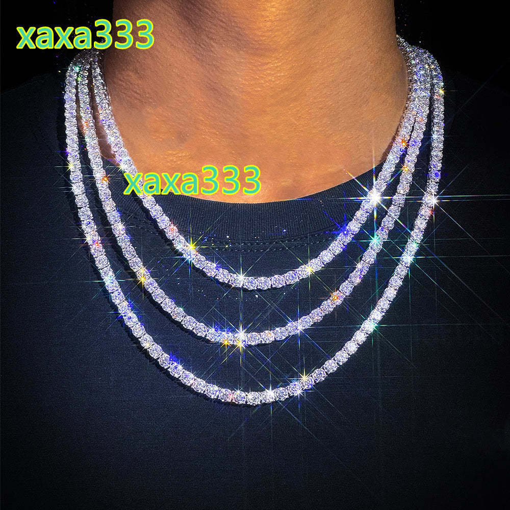 Top Sales 925 Silver Moissanite Tennis Chain for Men 3mm 4mm 5mm VVS Link Necklace Diamond Chains