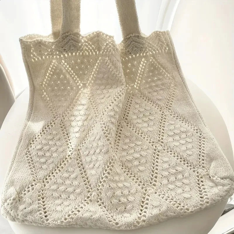Women Crochet Shoulder Bags Knitting er Handbag Purses Girls Tote Bag Female Summer Beach Shopping Bags 250523