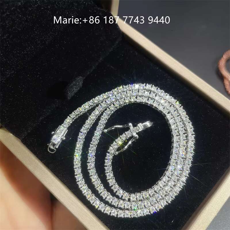 Gift for Gilr Custom Hip Hop Jewelry 925 Sterling Silver Moissanite Diamond Rings Tennis Chain Jewelry Set