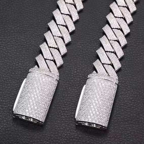16mm Handmade 10k Gold Moissanite Diamond Studded Iced Cuban Link Chain Stylish 16mm Mens Womens Hip Hop Necklace