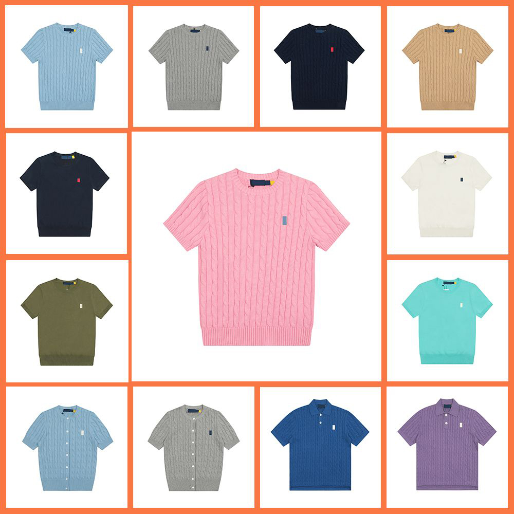 Womens Knits Tees Winter New polos Sleeve Vintage T-shirt Twist Knitted RL Sweater Women Pink Grey Black Baggy Knitwear Pullover Jumper Female Clothing