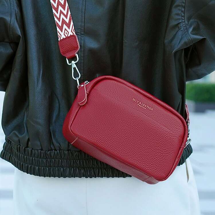 Camera Genuine Women's New Soft Leather Fashion Simple Shoulder Crossbody First Layer Cowhide Small Square Bag Bags B5