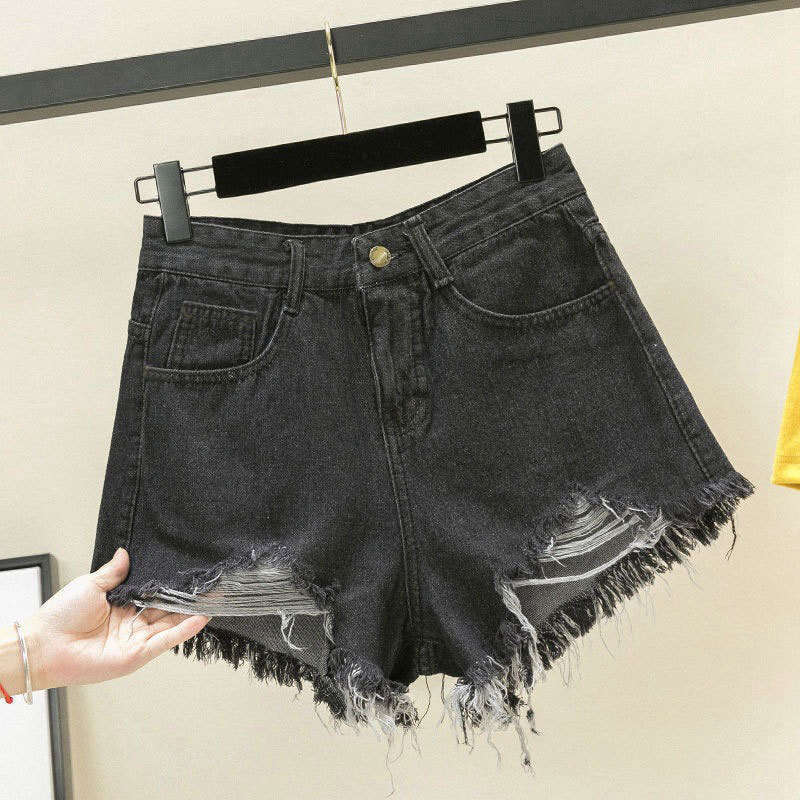 Shorts Women Denim Shorts Denim Shorts Internet Celebrity INS Style New Plus Size Loose Fit Curvy Women Korean Version Line Ripped Hot Pants For Summe