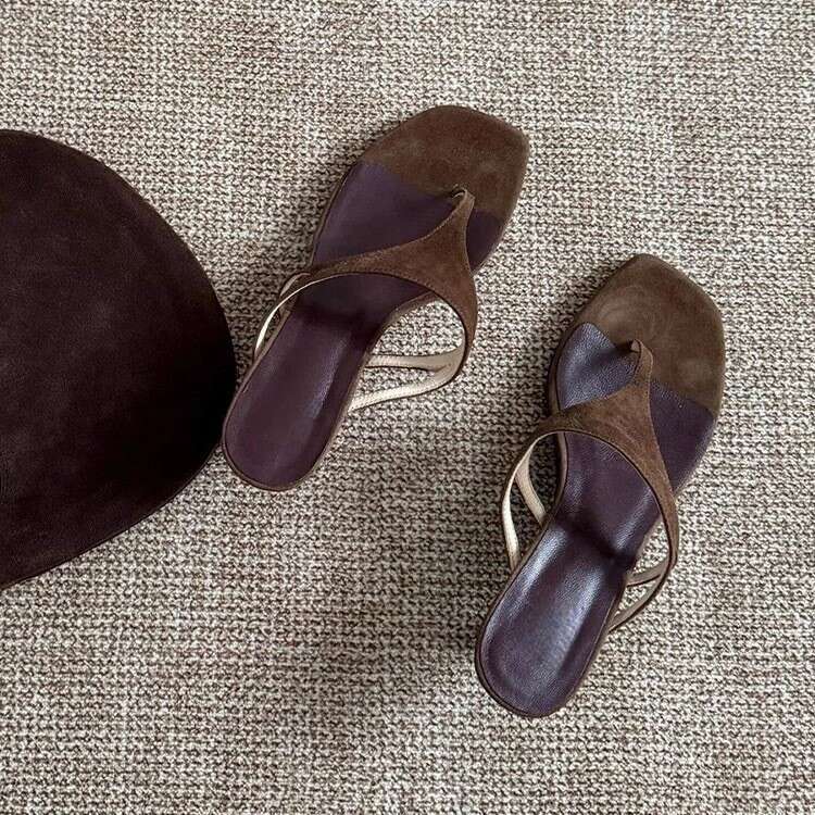 Sheepskin Version ~ French Style Elegant Thin Heel Toe Clip Sandals for Women Outdoor 2025 New Summer Versatile High Heels