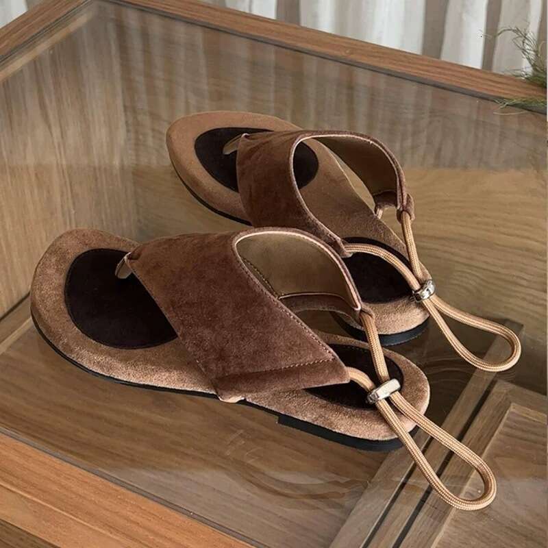 Sheepskin Version ~ French Niche Toe Post for Women 2025 Summer New Fashion Beach Flat Sandals