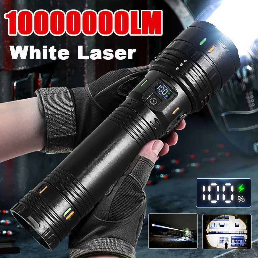 Super High Power LED Flashlight10000000LM Rechargeable Torch Light For Outdoor Fishing Camping Waterproof Tactical FlashlightsXJ250529