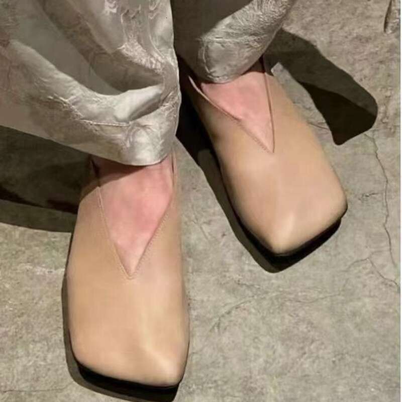 Genuine Leather Niche Dark Avant-Garde Square Toe Ballet Flat Shoes for Women Summer Autumn Comfortable Slip-On Loafers