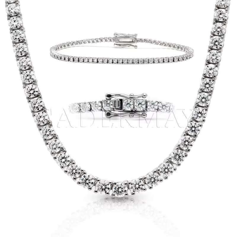 Cadermay Wholesale Price Moissanite Tennis Bracelet Necklace 2mm 3mm 4mm S925 Trendy Hip Hop Iced Out Chain