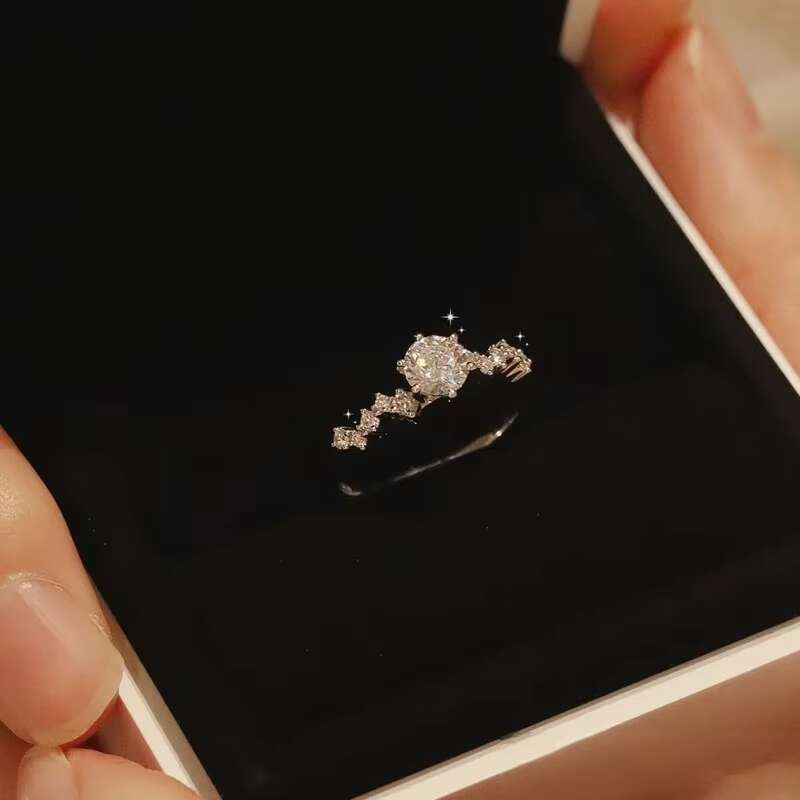High Quality Luxury Moissanite 1 Ct D Color Classic Ring S925 Sterling Silver Wedding Diamond Ring for Women Hiphop Jewelry