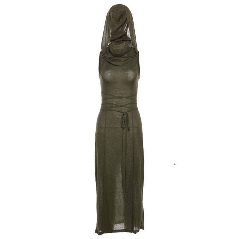 Summer Fashion Trend Women's New Hooded Loose Hem Split Personality Dress B5