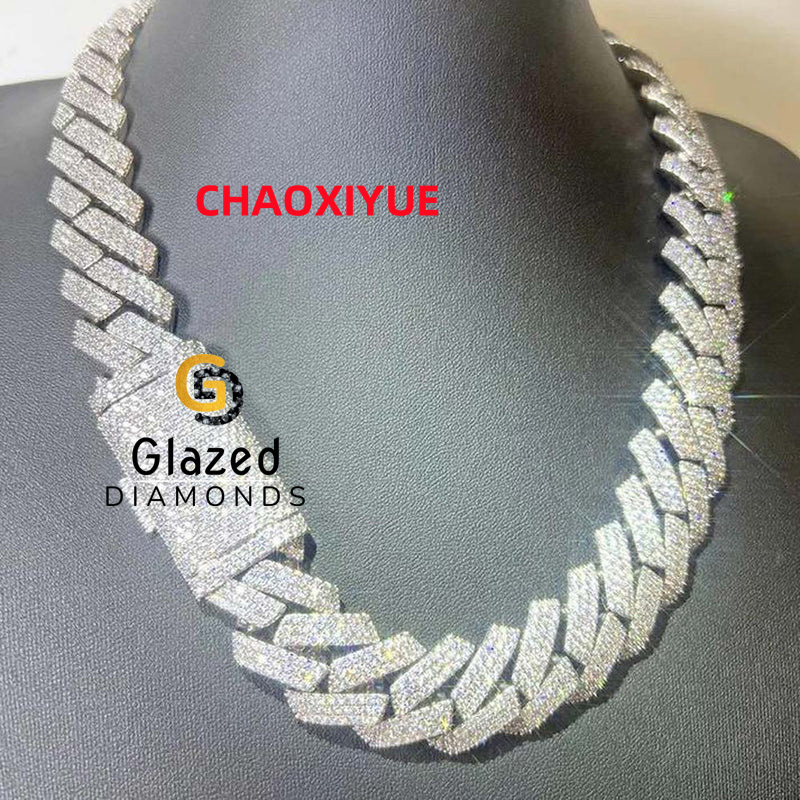 20mm Unique Diamond Iced Out Hip Hop Neck Moissanite Chain for Men in 925 Sterling Silver Enhancing Vvs Clarity