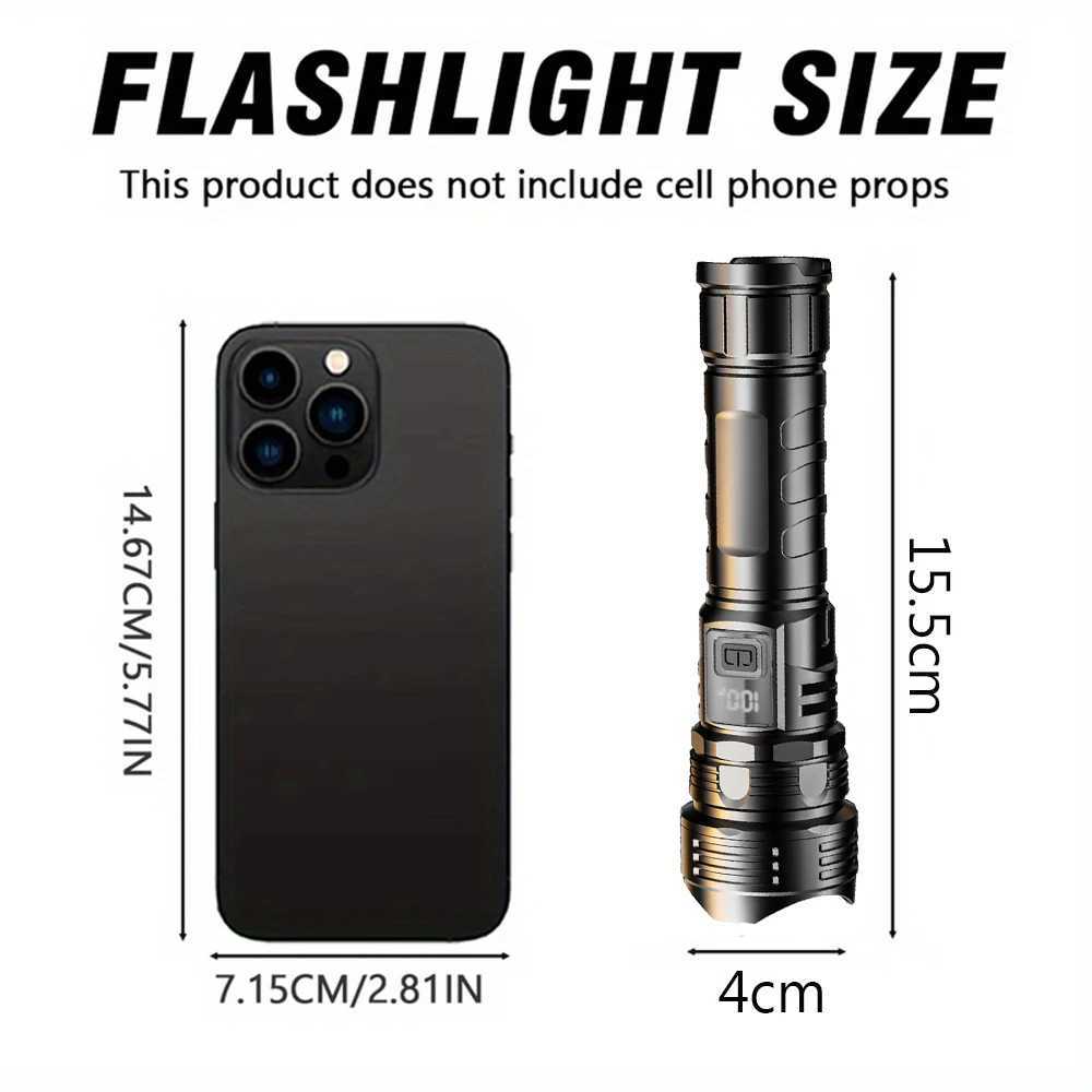 High Power Laser LED Fashlights USB Rechargeable Strong Hand Light Multifunctional Torch Lamp For Emergency Camping XJ250529
