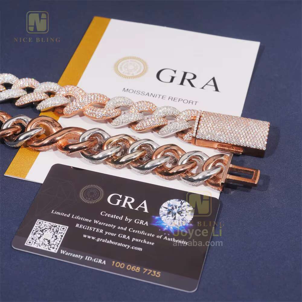 Fashion Hip Hop Jewelry 20mm Infinity Chunky Chain 925 Silver Iced Out Diamond Men Cuban Link Chain