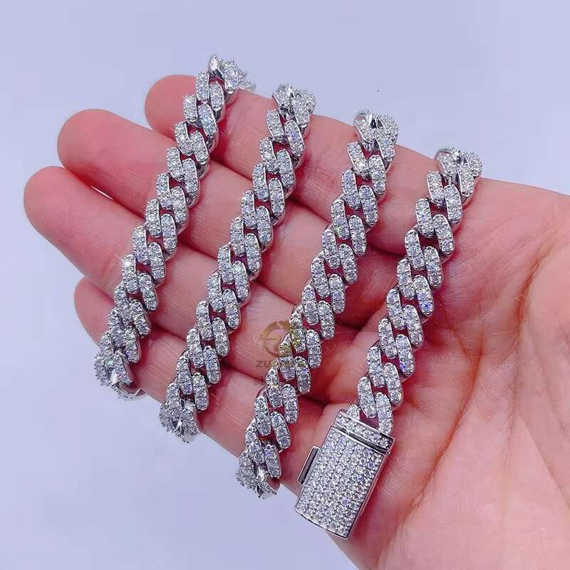 Hot Sell Drop Shipping Iced Out Vvs Diamond Hip Hop 8mm Moissanite Cuban Chain