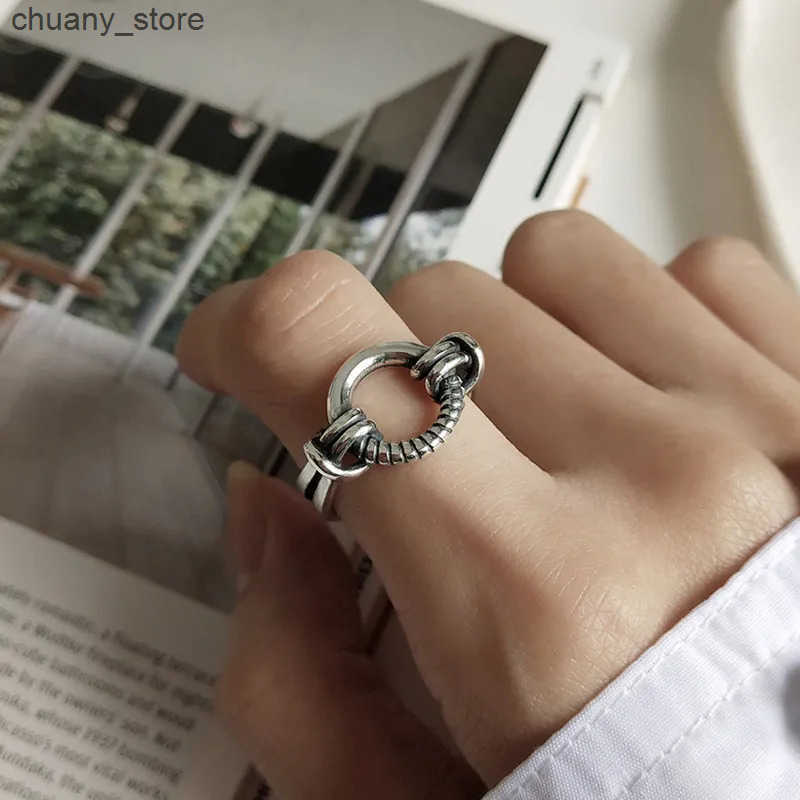 Retro Style 925 Sterling Silver Geometric Open Rings For Women Vintage Jewelry Accessories z250529XON6