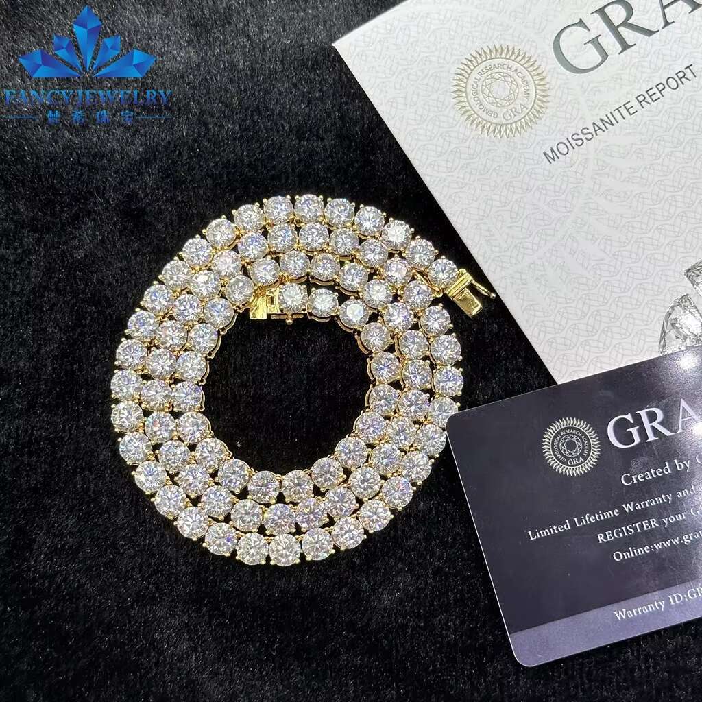 925 Sterling Silver Hip Hop Tennis Chain VVS D Color Fancy Moissanite 2MM-6.5MM Diamond Men Women Wholesale Price High Quality