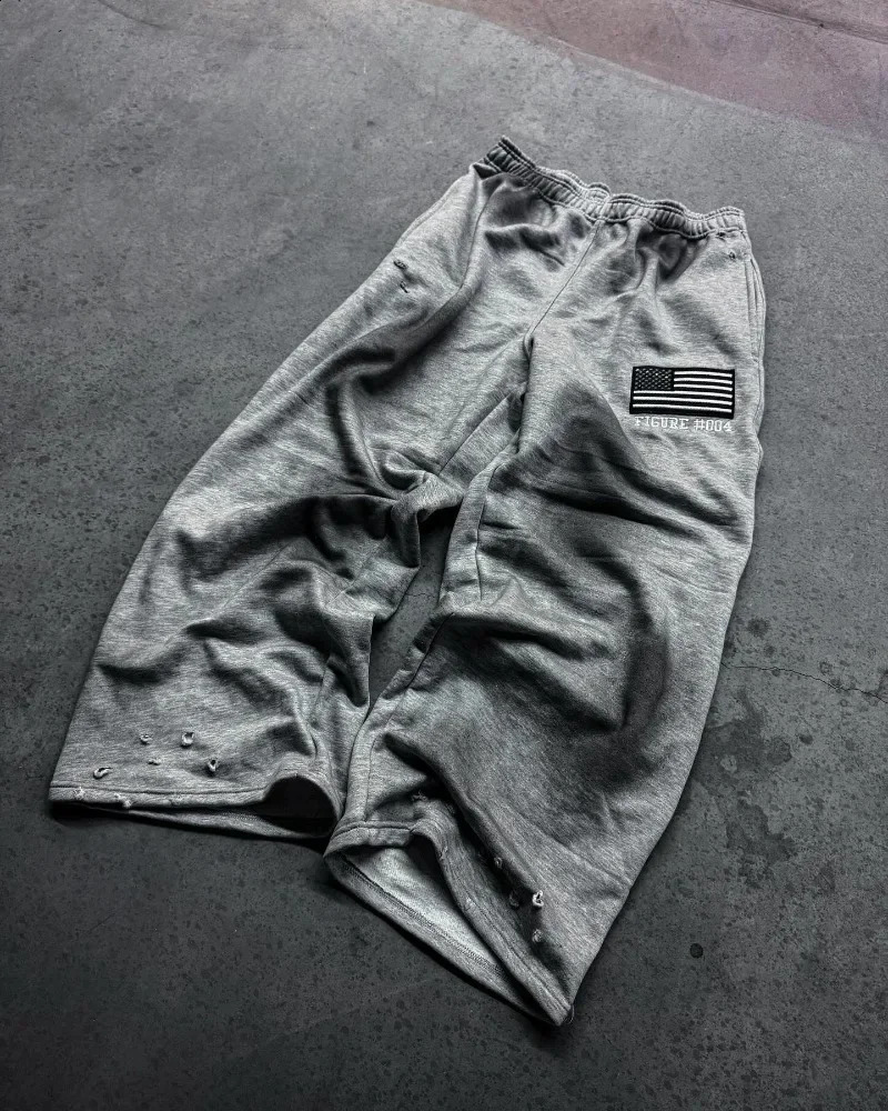 Y2k do old holes casual pants women trend Harajuku fashion embroidered pants Gothic street hip hop straight pants 250526