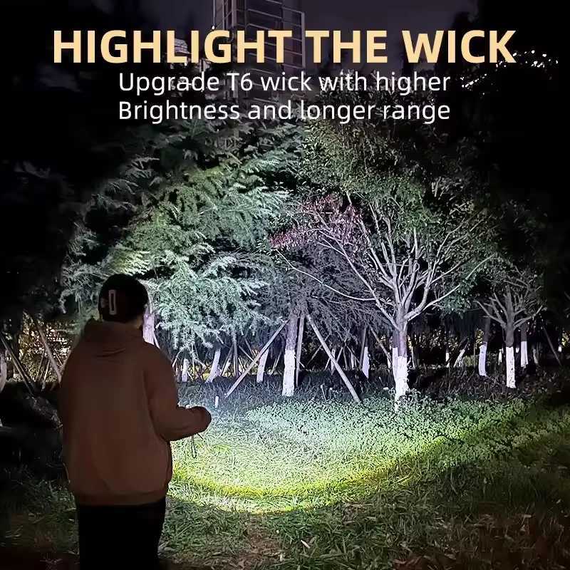 Ultra Powerful Flashlight 3 Core LED Mini Tactical Flashlight USB Rechargeable High Power LED Torch With Magnet Hand Lamp Gift XJ250529