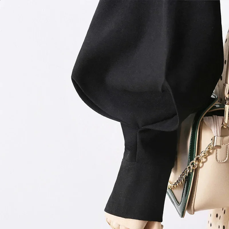 Women Blouses Collar Shirt Long-sleeve Korean Vintage Loose Lantern Sleeve Top Blusas Mujer De Moda 250527