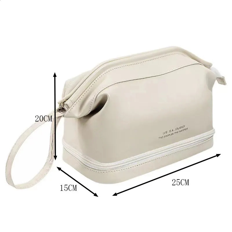 large capacity waterproof PU cloud makeup bag Double layered womens portable cosmetic storage box Wash bag 250528