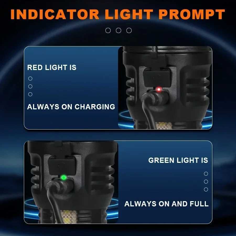 2000LM Mini 9LED Flashlight Multifunctional Magnetic Strong Light Work Torch Cob Side Light Outdoor Waterproof Camping LanternXJ250529